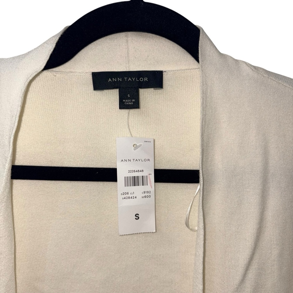NWT Ann Taylor Ivory/white Open-Front Cardigan size Small - Picture 2 of 4